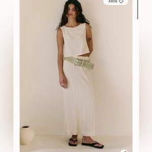 NWT Elegant Cream Maxi Skirt Mon Cheri Linen Set